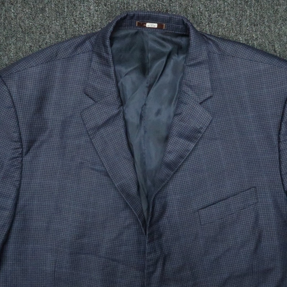 Peter Millar Blazer Men 50T Blue Wool Gingham‎ Double Vented Suit Jacket Coat * - Picture 2 of 16